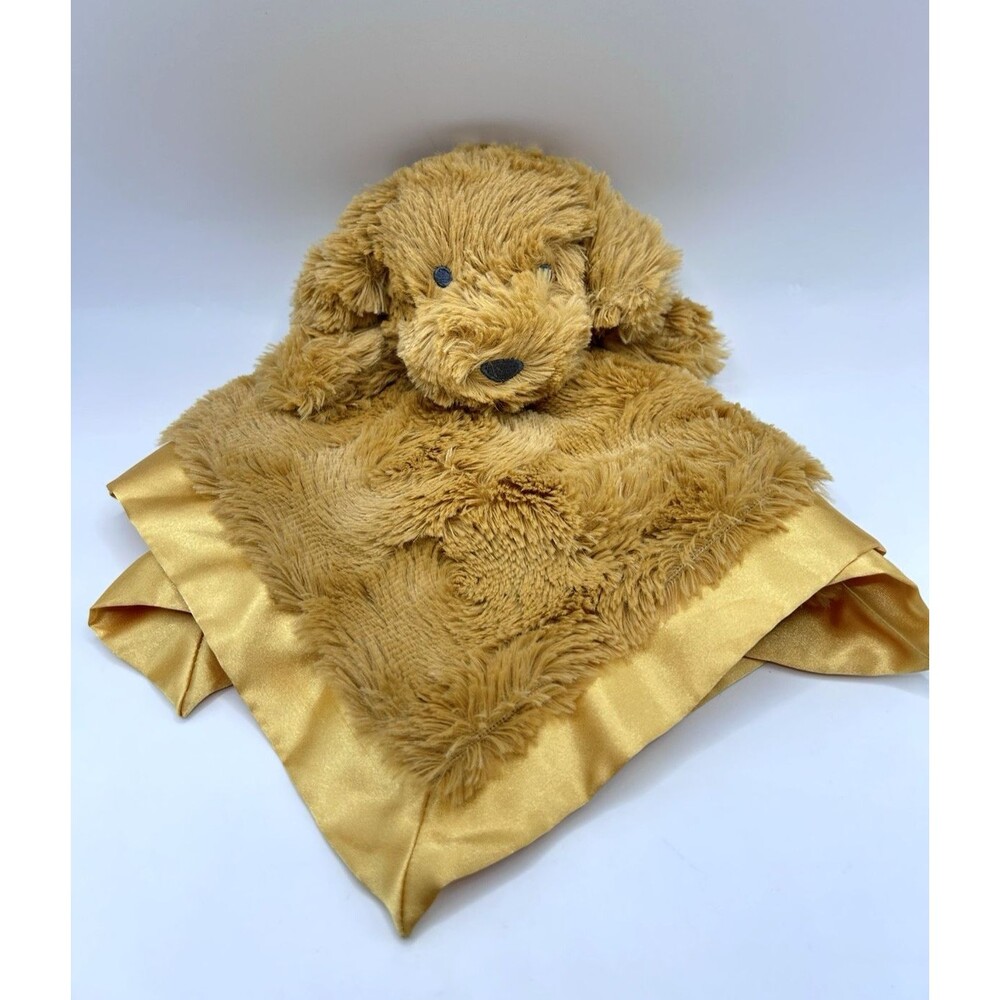 Cloud Island Brown Golden Doodle Puppy Dog Security Blanket Satin Lovey 14”